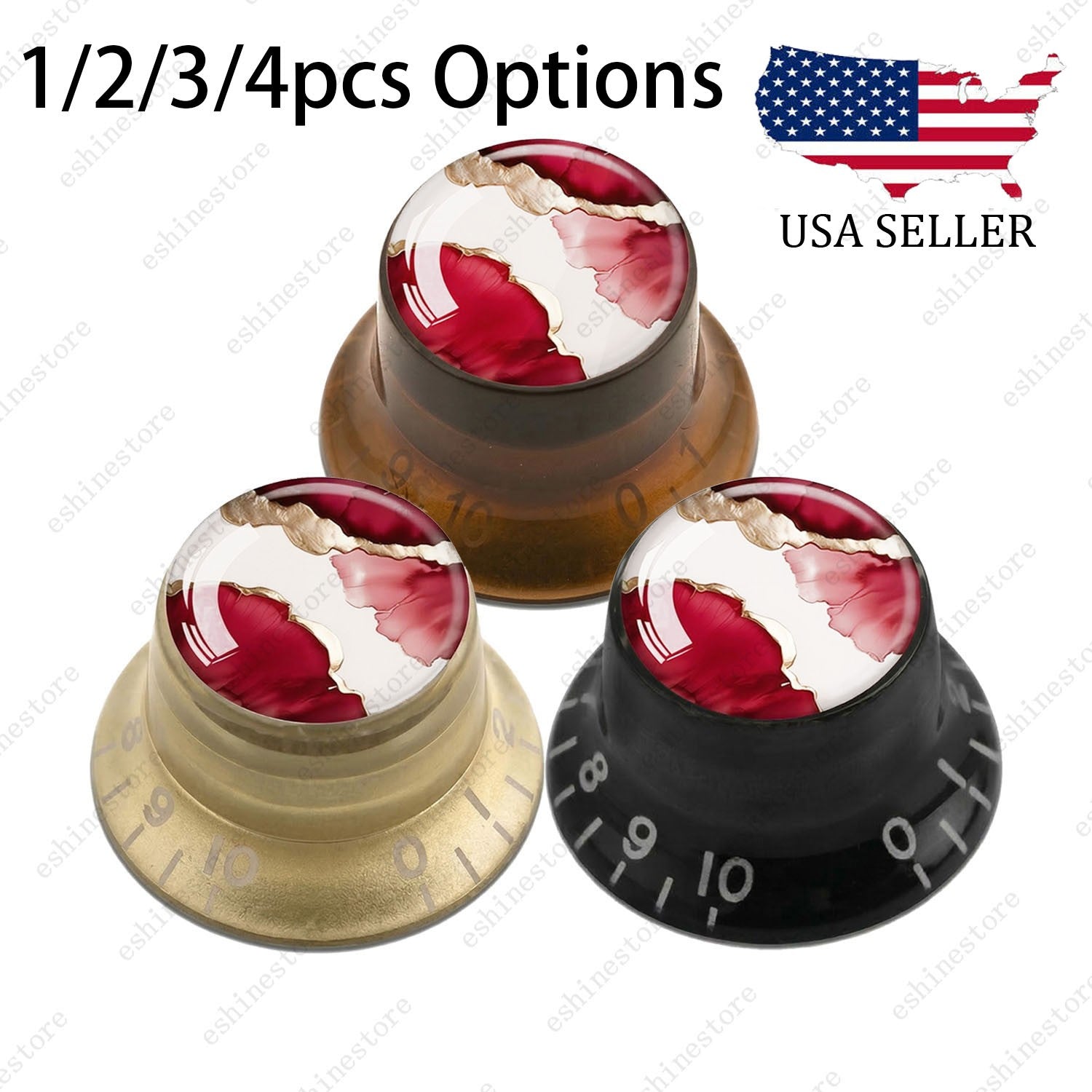 Guitar Reflector Knobs with Abstract Art Cap Top Hat Knobs for Les Paul SG - 06