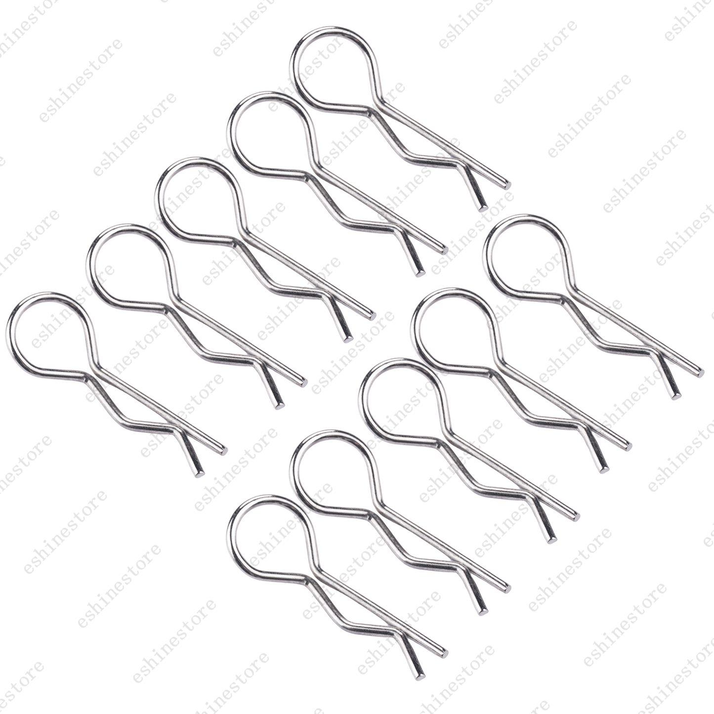 30mm Length 13mm OD Metal R-Clips (10pcs) – RC 1:8 Black/Silver, Universal Fit
