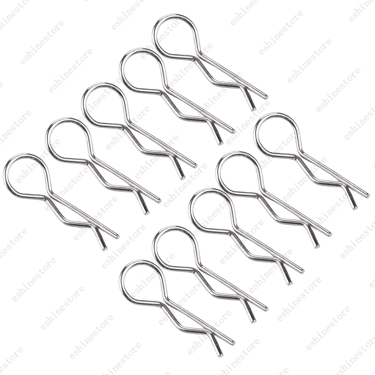 30mm Length 13mm OD Metal R-Clips (10pcs) – RC 1:8 Black/Silver, Universal Fit