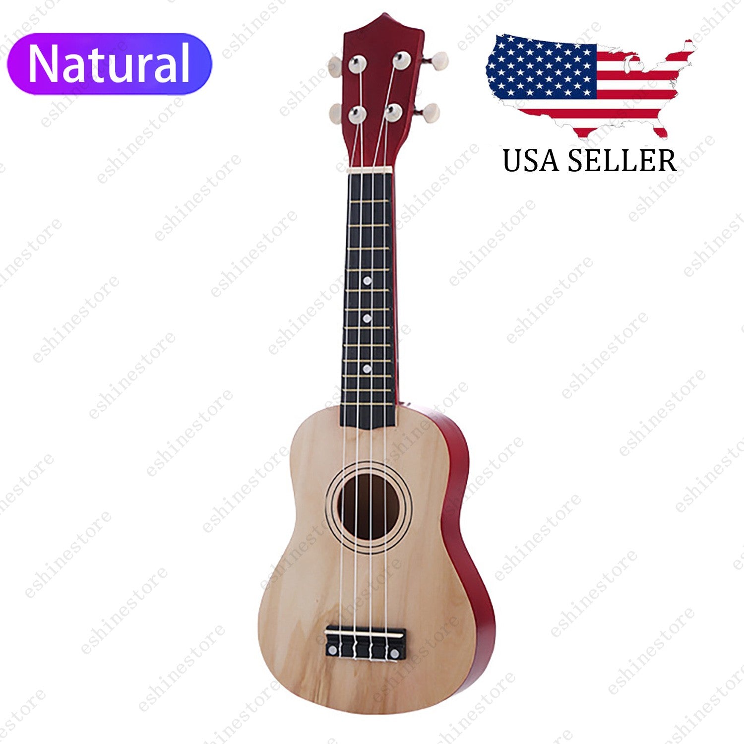 21 Inch 4 Strings Soprano Ukulele Basswood for Kids, Beginner, Adults - Natural