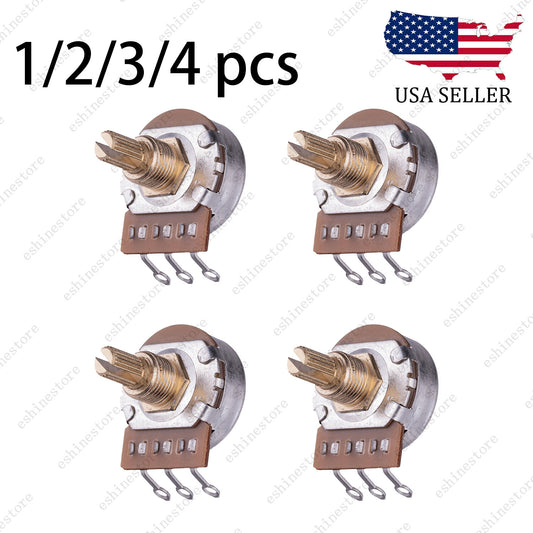 A/B 250K/500K Guitar Potentiometers Brass 15mm Short Shaft Pot US 24 Spline Fine