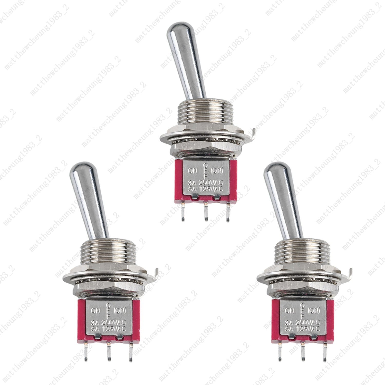 1/3/5pcs Guitar Momentary SPDT 3Pin 3-Position (ON)-OFF-ON Fat Bat Toggle Switch