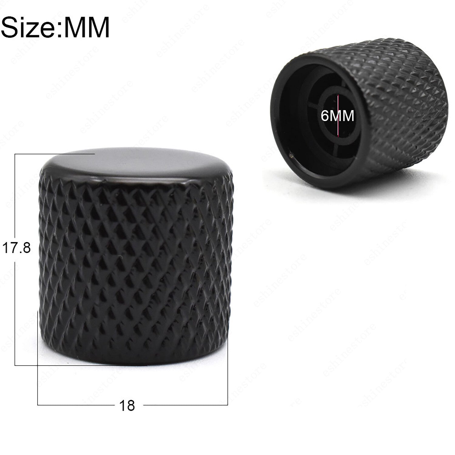 3 Pcs Metal Guitar 6mm Shaft Screw Volume Tone Knobs For Fender SQ Stratocaster