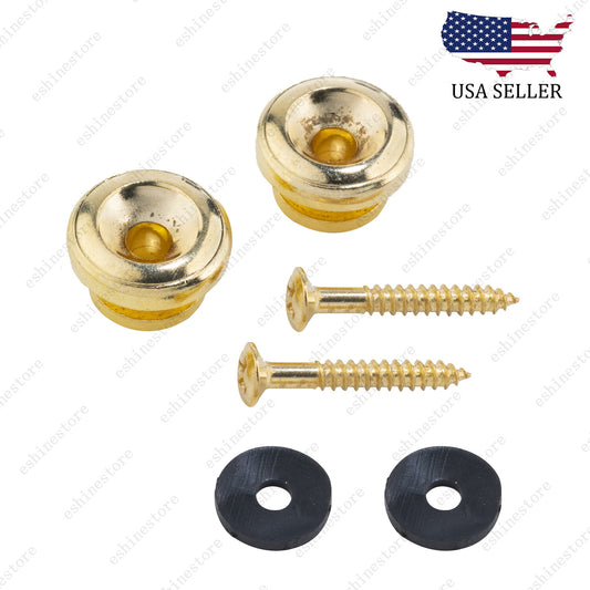 Set of 2 Gold Guitar Strap Locks End Pins Button Pegs for Guitar Bass Ukulele