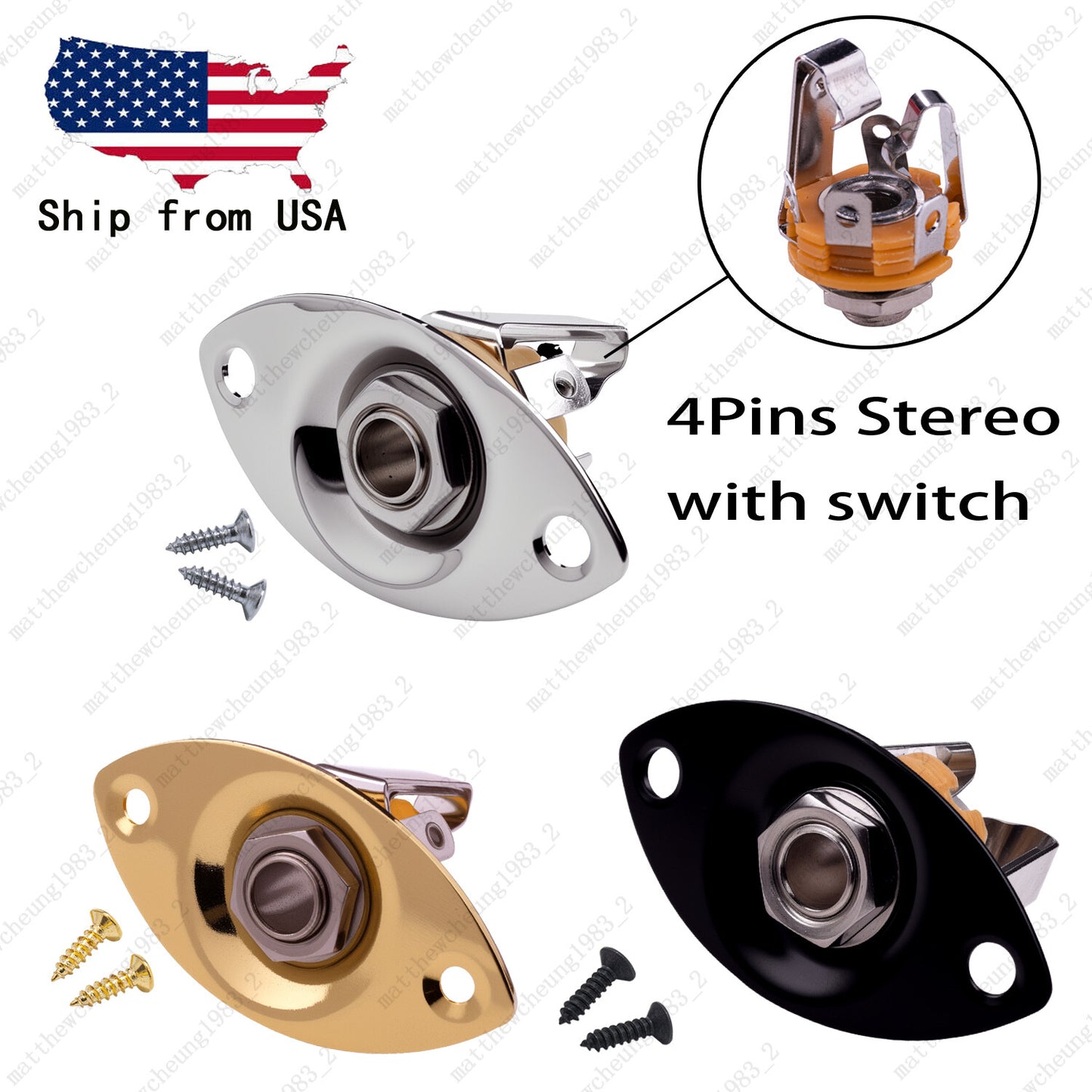 3 Colors Guitar Jack Plate Input Output Jackplate Oval For Telecaster Les Paul