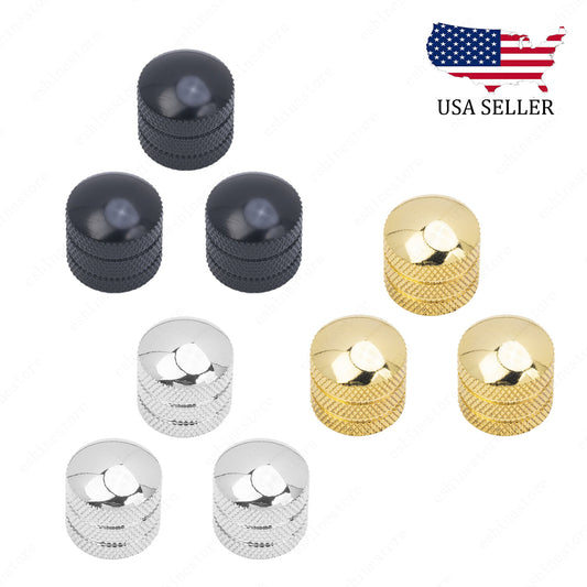 3 Pcs Dome Metal Guitar 6mm Shaft Volume Tone Knobs For Fender SQ Strat PRS