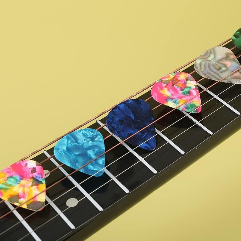 24 Pcs Colorful Celluloid Guitar Pick Electric Acoustic Guitars 0.46-1.2mm w/Box