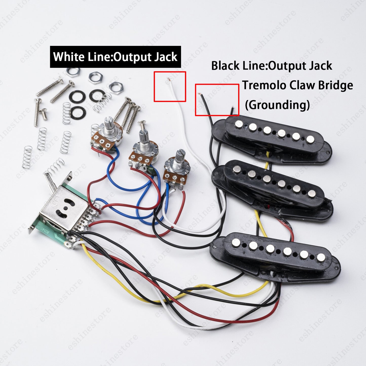 Electric Guitar SSS Pickups Passive Circuit Cover Knobs Kit For Strat Guitar