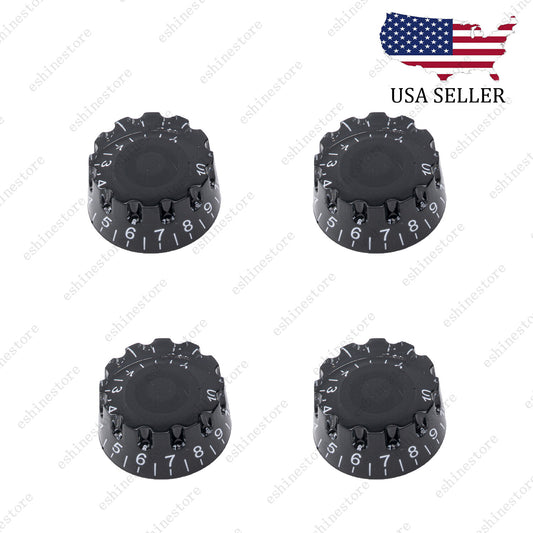 4x Black LP Guitar Knurled Control Knobs Speed Metric Knob For Les Paul SG
