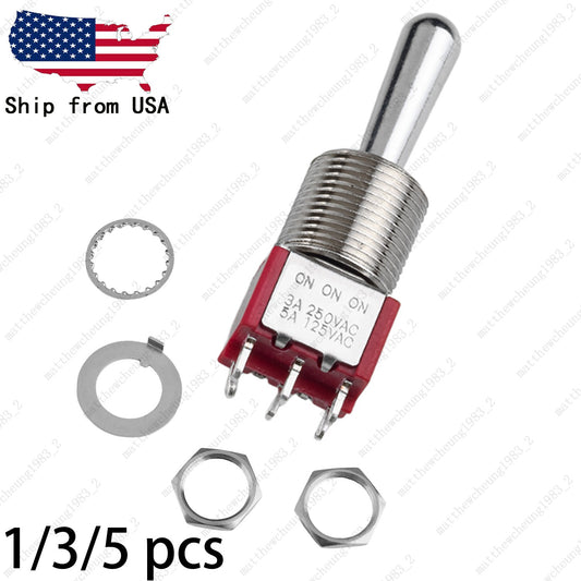 1/3/5 x Guitar/AMP Fat Bat Toggle Switch DPDT 6 Pin 3-Position ON ON ON Sealed