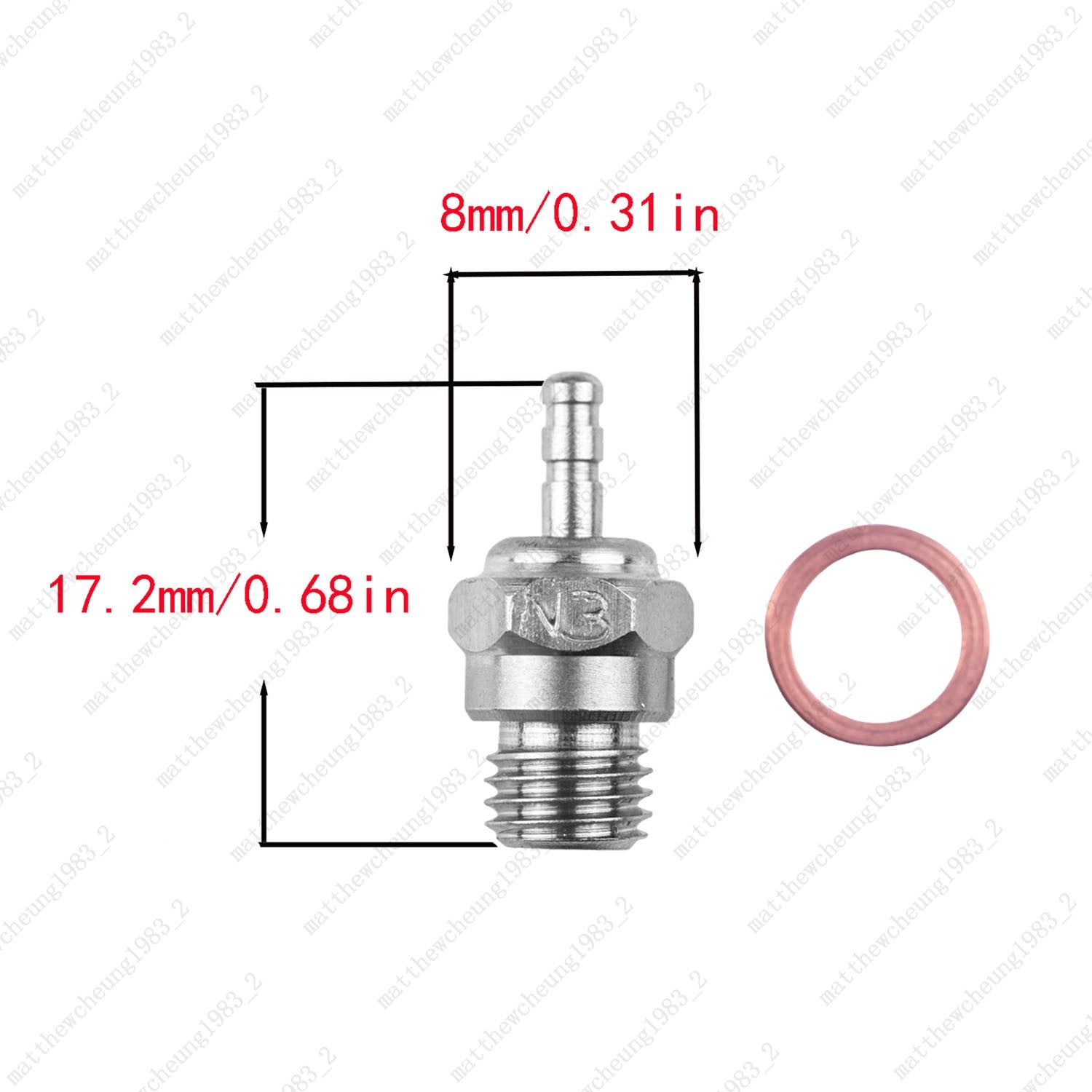 Steel Universal N3 Spark Plug for RC - Methanol Fit,8mm Hex,17.2mm HT,1/2/5pcs