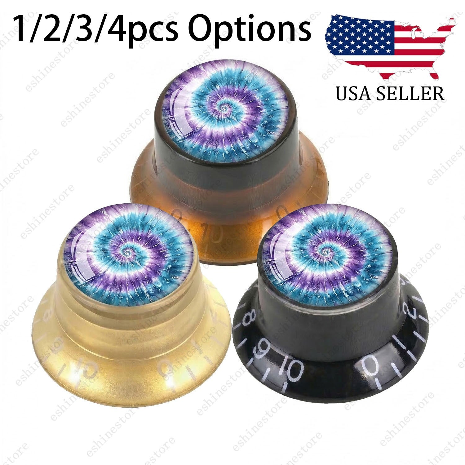 Guitar Reflector Knobs with Spiral Tie Dye Cap Top Hat Knob for Les Paul SG - 10