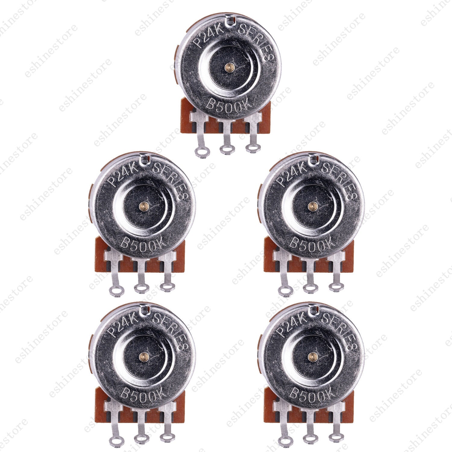 5pcs B500K Guitar Potentiometers Brass 18mm Long Shaft Pot US 24 Spline Fine