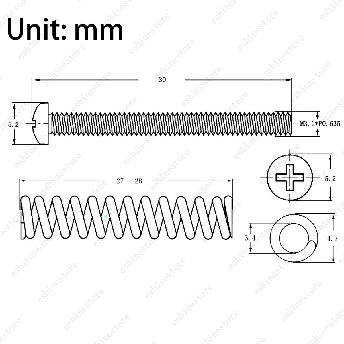 4 Pcs Guitar humbucker pickup Height Adjustment screws and springs-1/8''