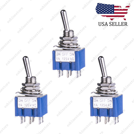 3x Quality Guitar or AMP DPDT 3 Way ON OFF ON Toggle Switch Sealed Mini Toggle