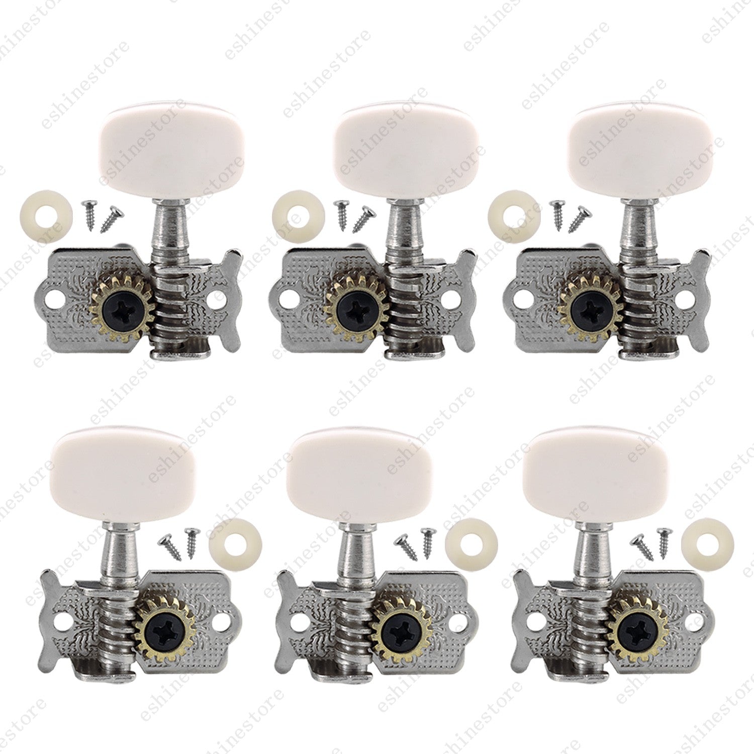 Guitar Tuning Pegs Individual Double Hole Tuners 1:15 Ratio for Acoustic Guitar