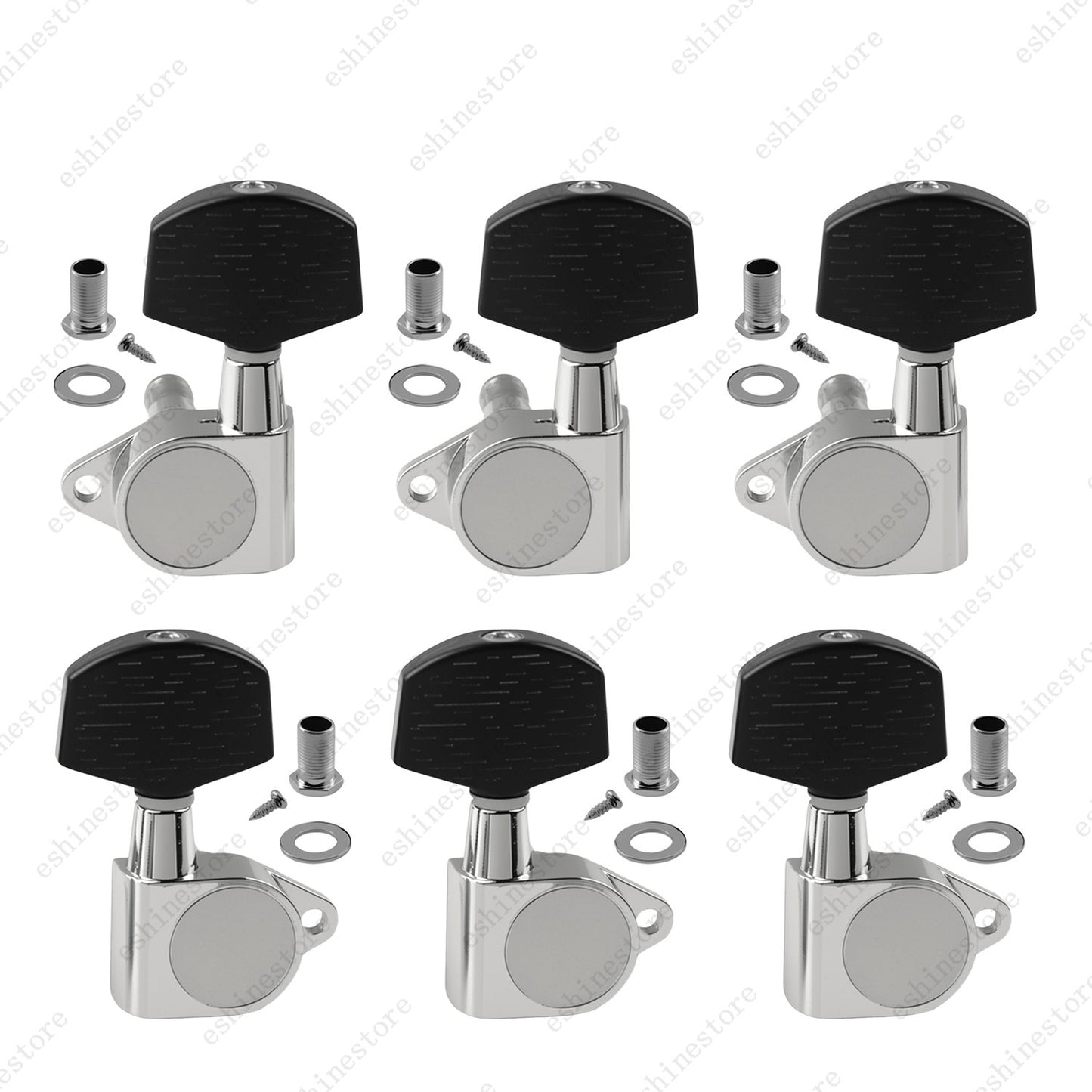 1:14 Ratio Fully Enclosed Guitar Machine Head Black Button for Acoustic Guitar
