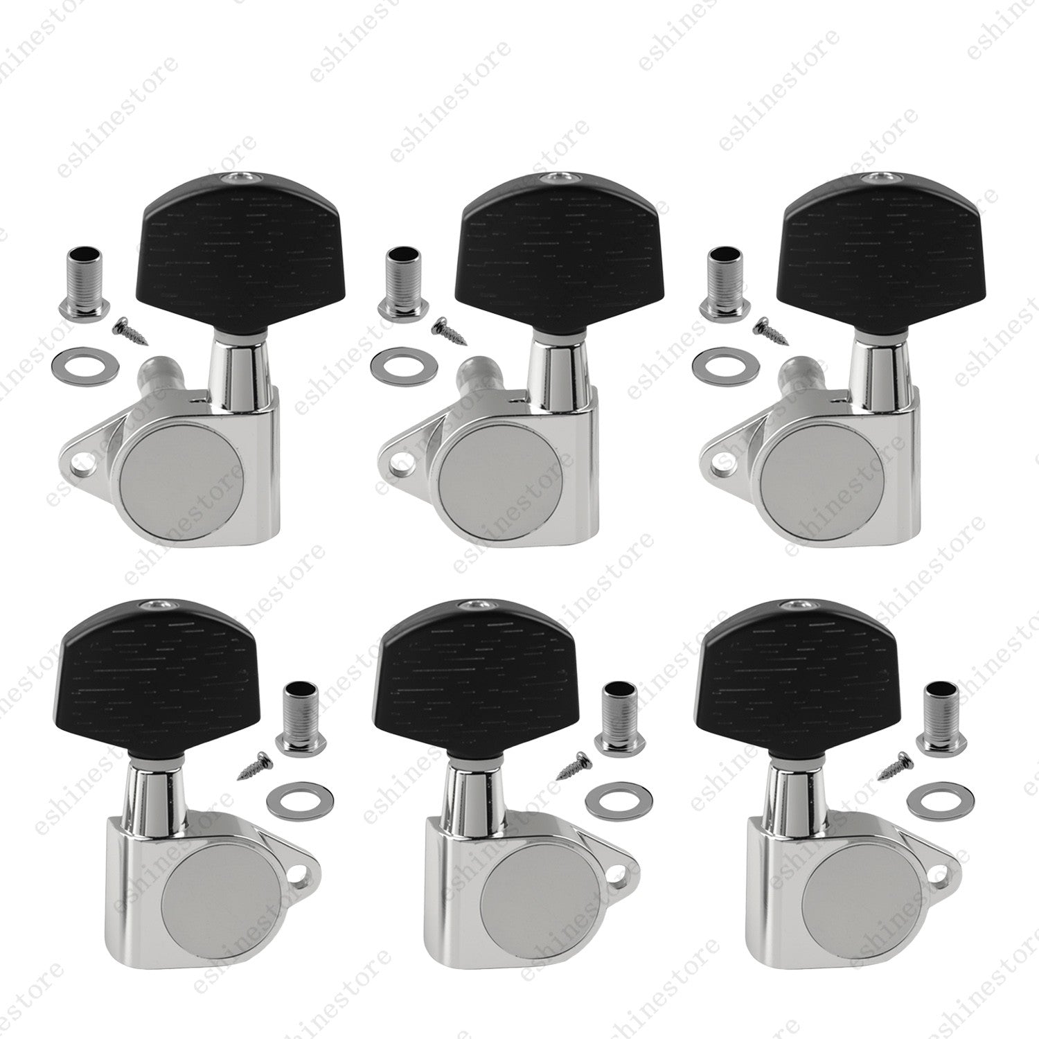 1:14 Ratio Fully Enclosed Guitar Machine Head Black Button for Acoustic Guitar