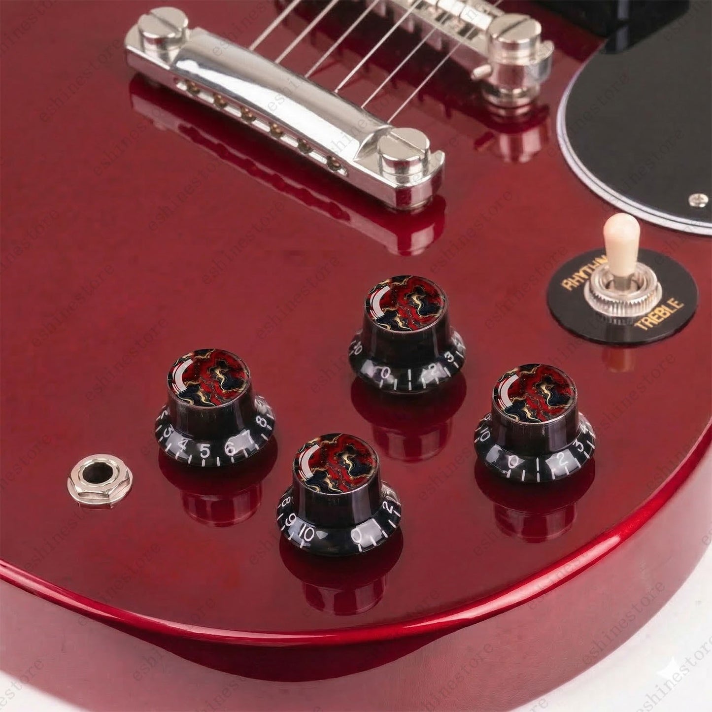 Guitar Reflector Knobs with Abstract Art Cap Top Hat Knobs for Les Paul SG - 03