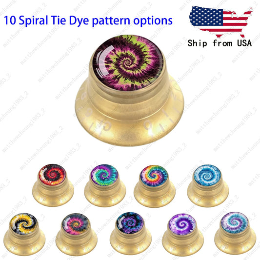 4Pcs Gold Guitar Reflector Knob For Les Paul SG -10 Spiral Tie Dye Style Option