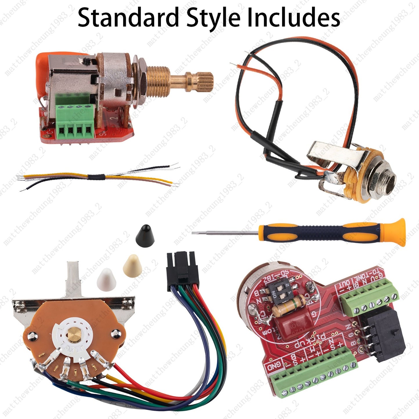Solderless HSH Wiring Harness Treble Bleed Brass Shaft Pots for Ibanez/Fender ST
