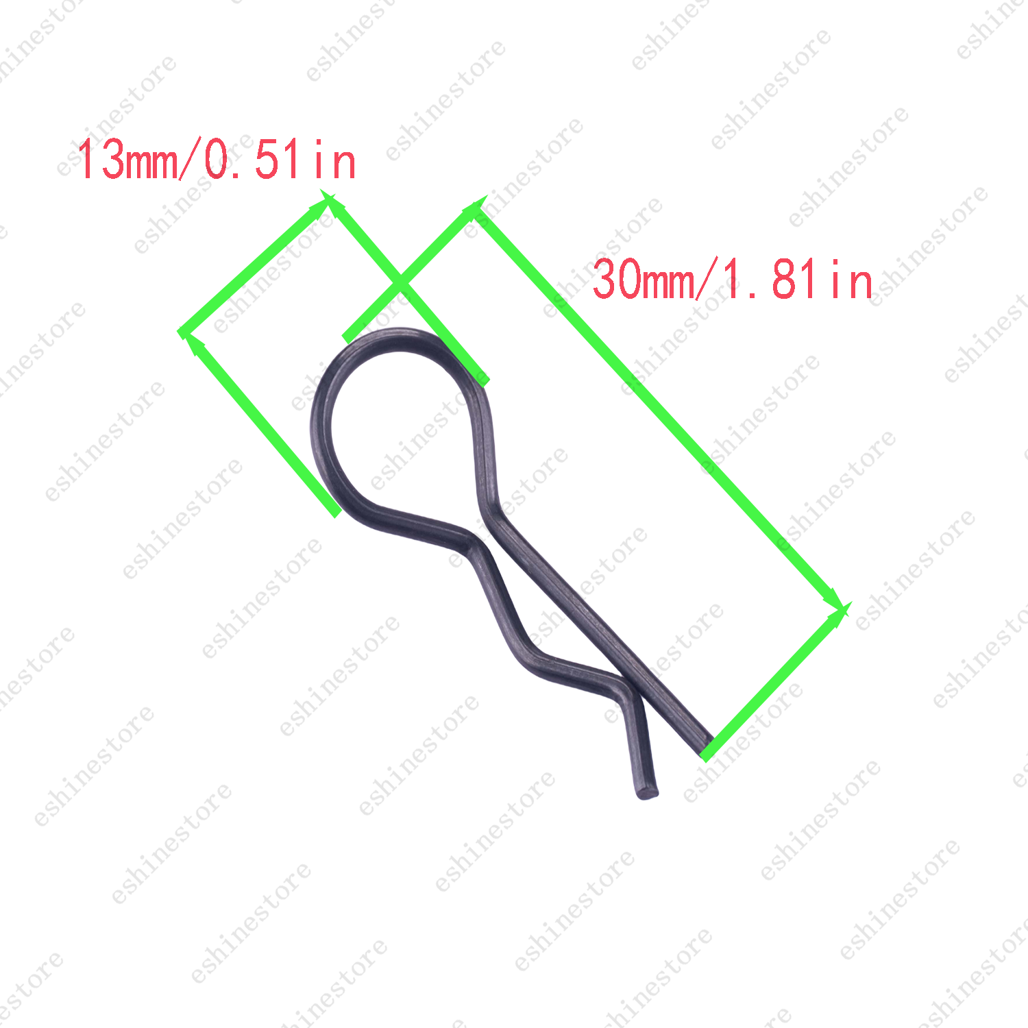 30mm Length 13mm OD Metal R-Clips (10pcs) – RC 1:8 Black/Silver, Universal Fit