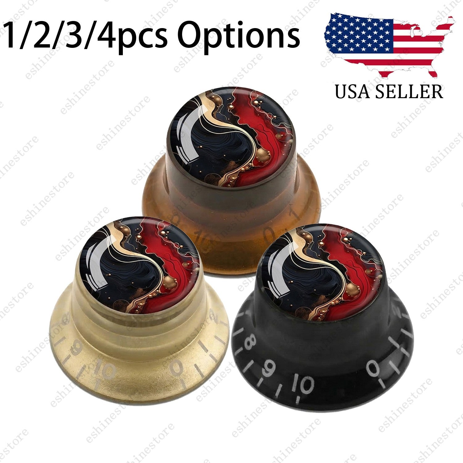 Guitar Reflector Knobs with Abstract Art Cap Top Hat Knobs for Les Paul SG - 01