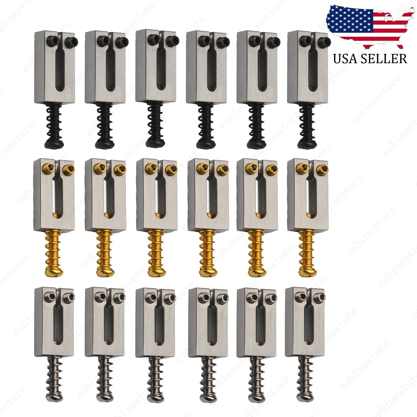 6 Pcs Stainless Steel Guitar Bridge Saddles 10.5mm/10.8mm For Strat Tele