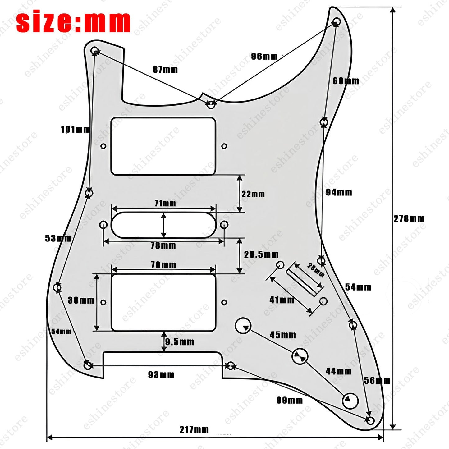 11 Holes HSH Strat Style Pickguard 3 Ply For Stratocaster Various Colors US Ship