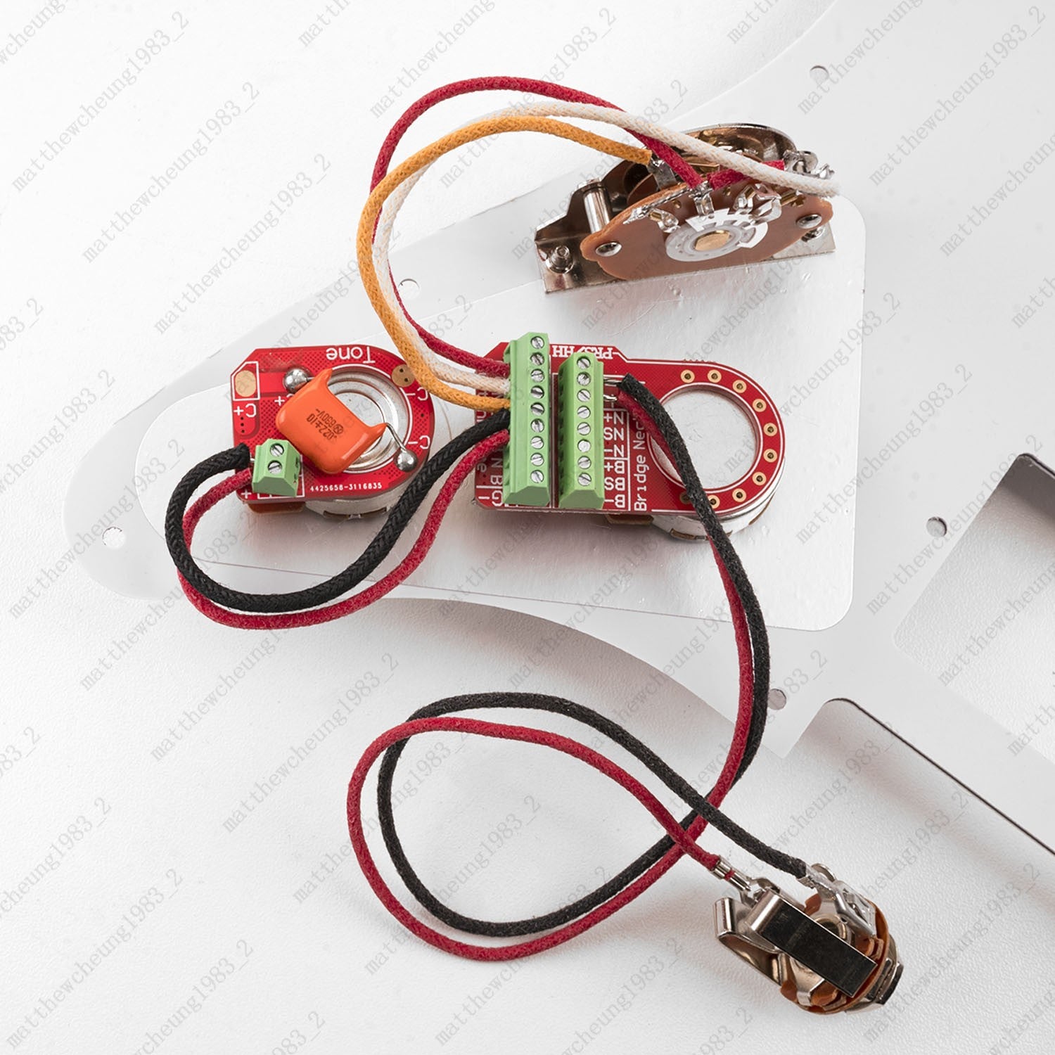 Solderless HH Wiring Harness Brass Pots 3-Way Switch for Stratocaster Guitar