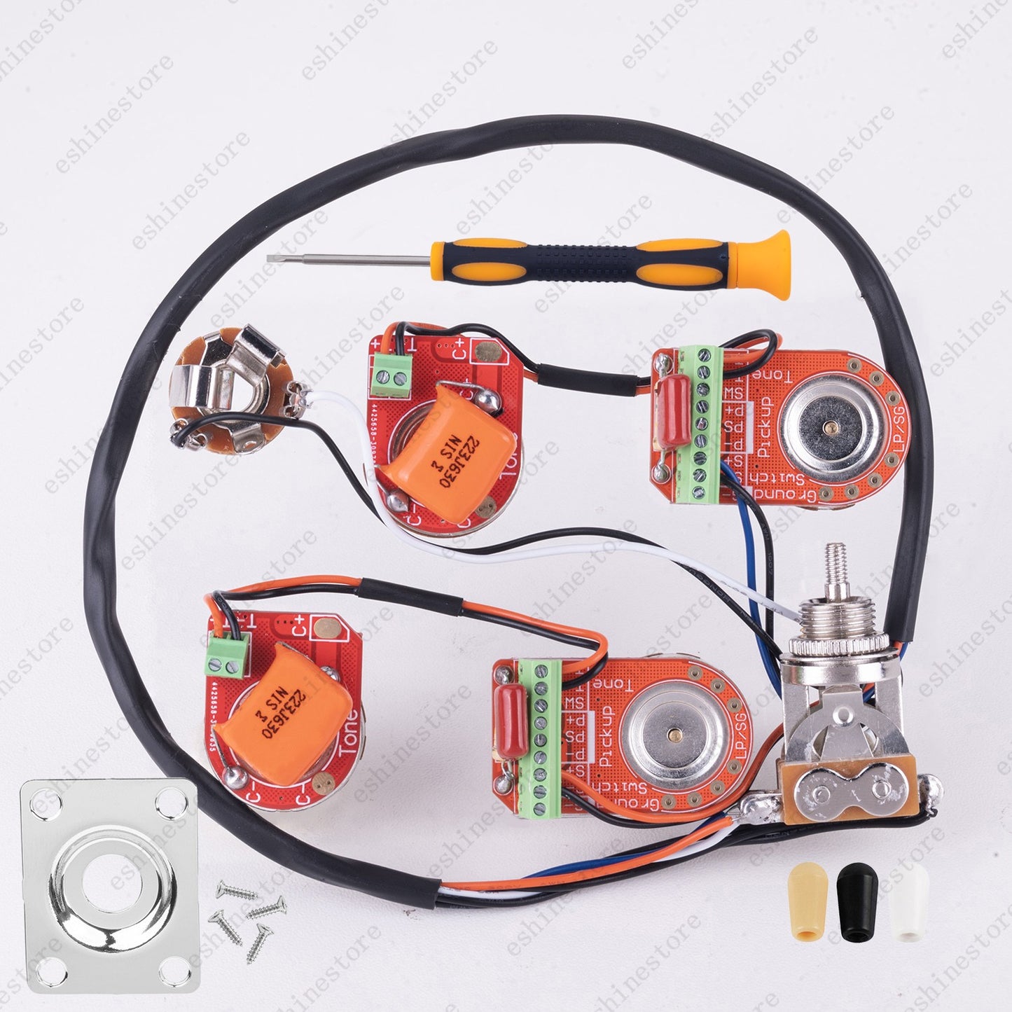 Solderless Prewired Harness 3-Way Switch 500K 18mm Brass shaft Pot for Les Paul