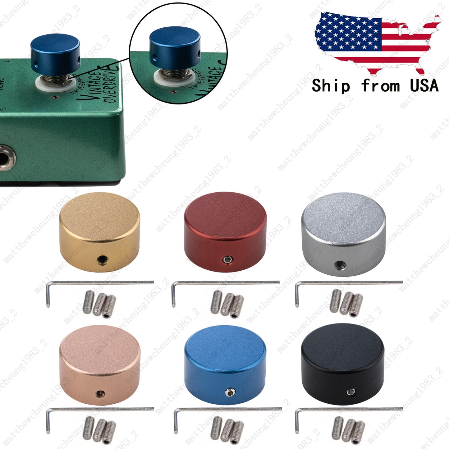 1 Piece Aluminum Alloy Effects Pedal Footswitch Topper with 3 Screws 6 Colors