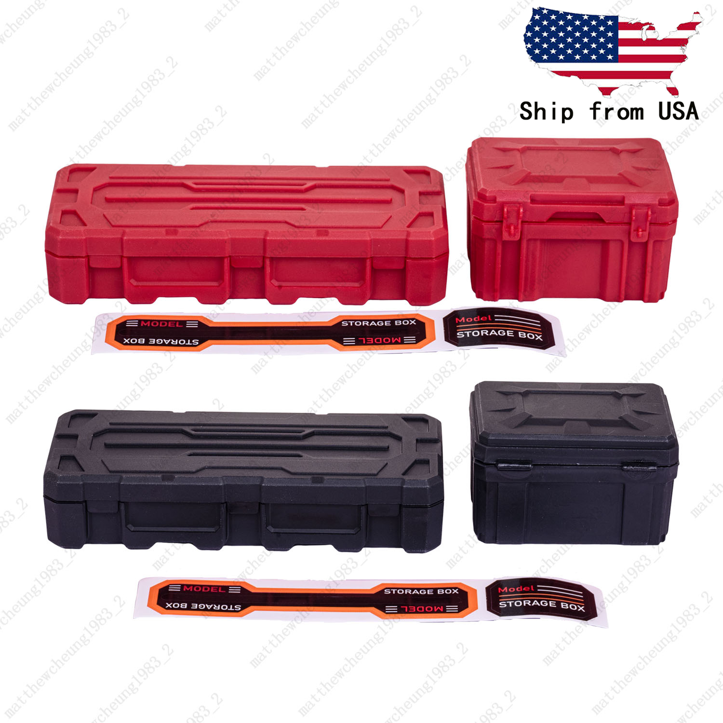 RC Decor Luggage 2-Piece - Red/Black | 108x46x23&56x40x34mm | Fits 1:8/1:10 RC