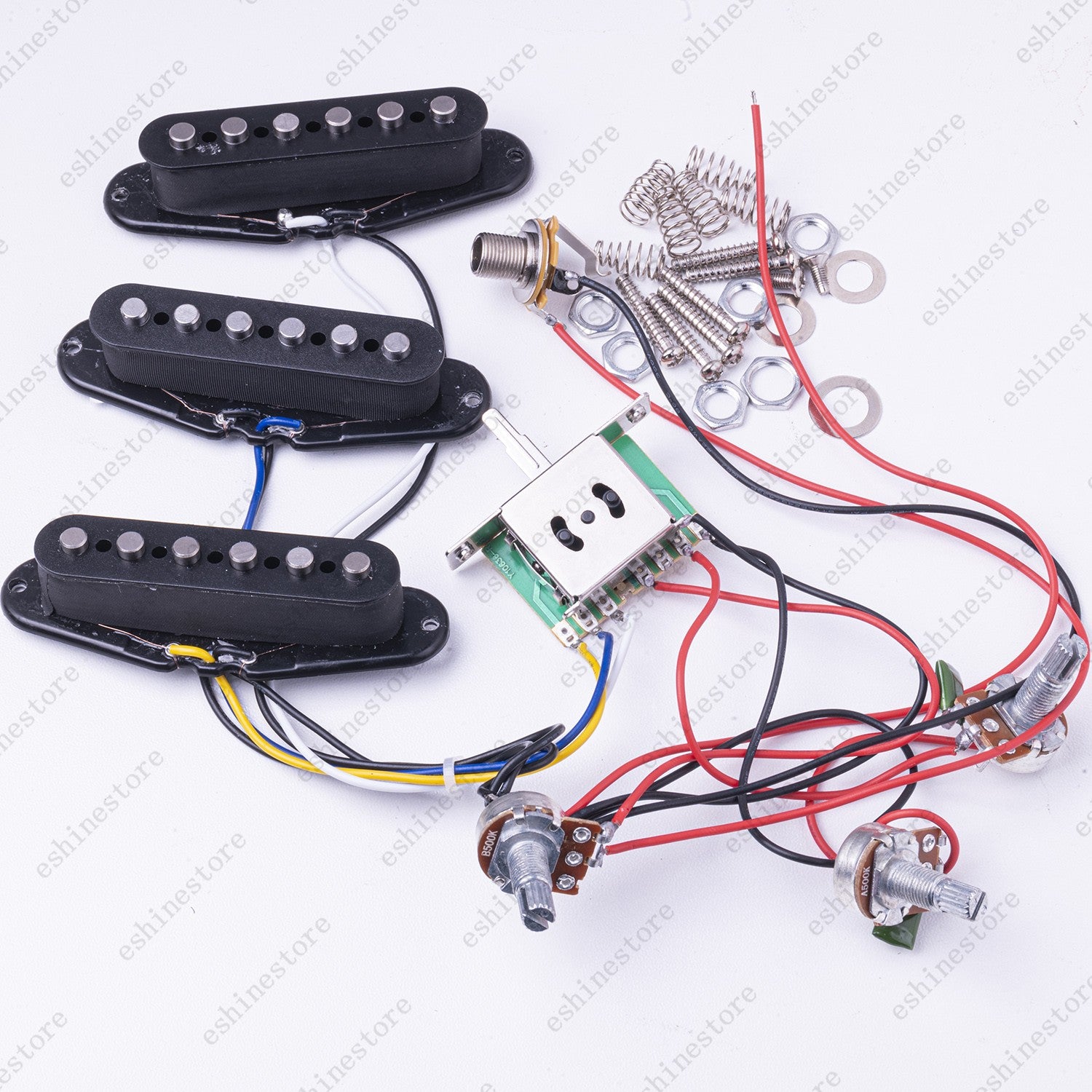 Guitar Alnico 5 Prewired Single Coil  Pickup Harness with 500K pots for Start