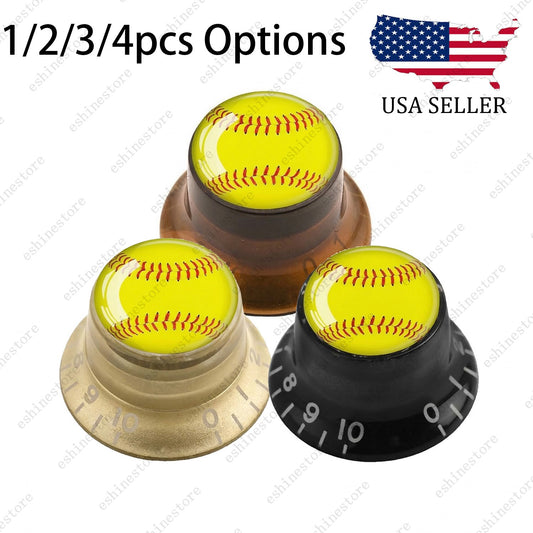 Guitar Reflector Knob w/ Yellow Baseball Design Cap Top Hat Knob for Les Paul SG