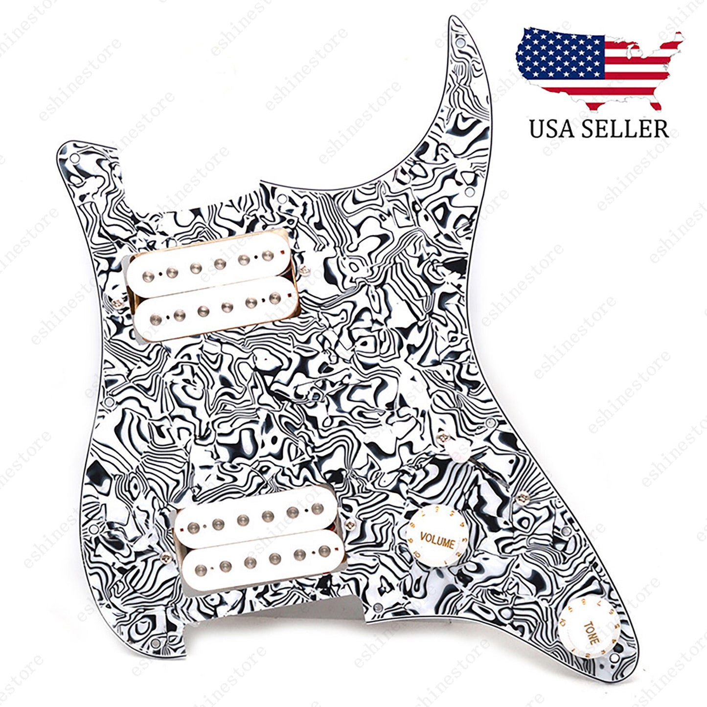 Loaded Strat Pickguard Prewired HH Pickguard with Ceramic Pickups Cowrie White