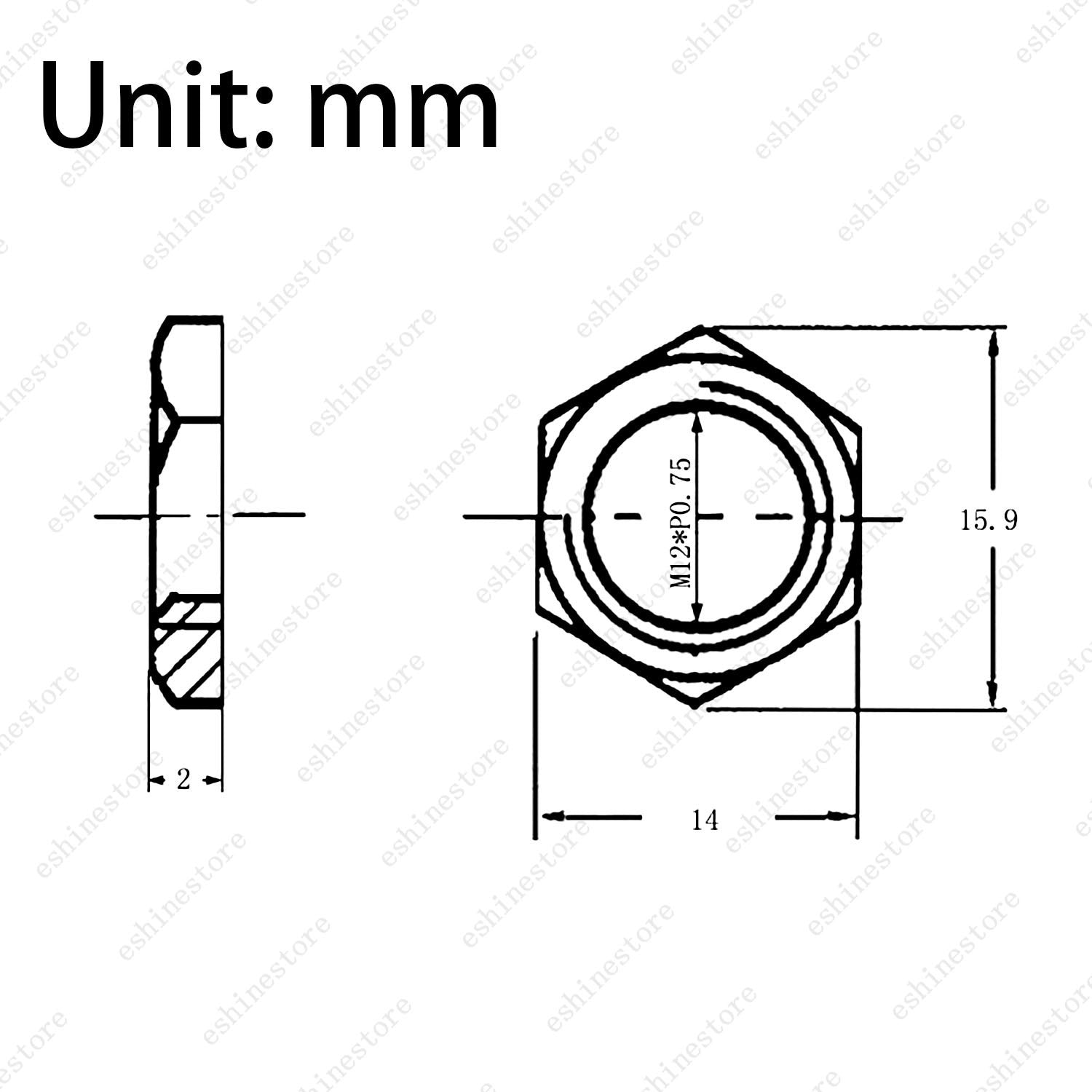 1/2/4pcs M12x0.75 Threaded Nut & Washer for Electric Guitar Bass Output Jack