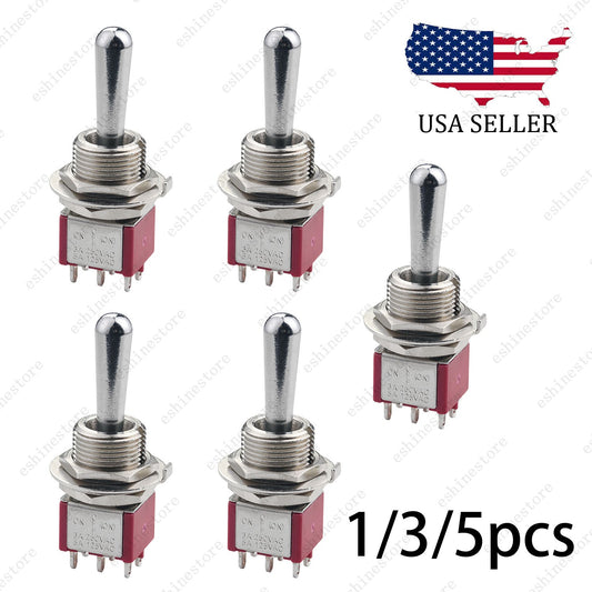 1/3/5 x Guitar/AMP 6Pin 3-Way (ON)-OFF-ON Momentary Fat Bat Toggle Switch Sealed