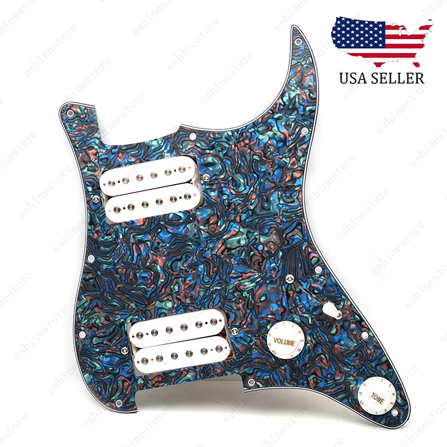 Loaded Strat Pickguard Prewired HH Pickguard with Ceramic Pickups Aged Pearl W