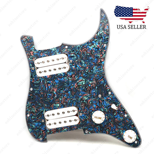Loaded Strat Pickguard Prewired HH Pickguard with Ceramic Pickups Aged Pearl W