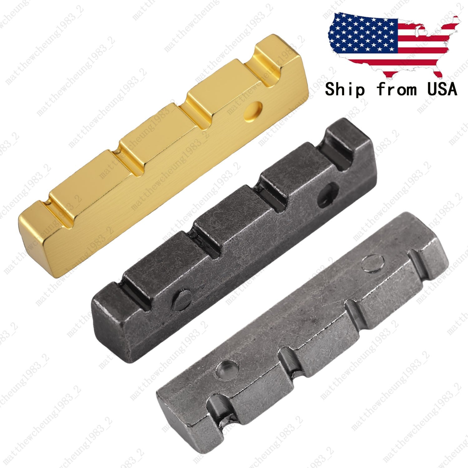 4 String Pre-slotted 42.3x8x8.9MM Brass NUT For Guitar Bass FLAT Bottom 3Colors