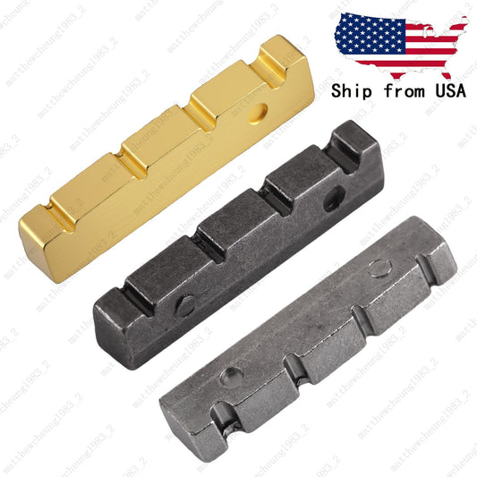 4 String Pre-slotted 42.3x8x8.9MM Brass NUT For Guitar Bass FLAT Bottom 3Colors