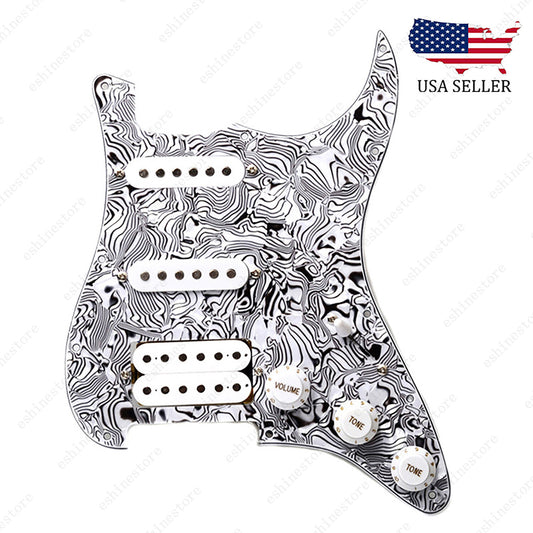 Loaded Strat Pickguard Prewired SSH Pickguard with Ceramic Pickups Cowrie White