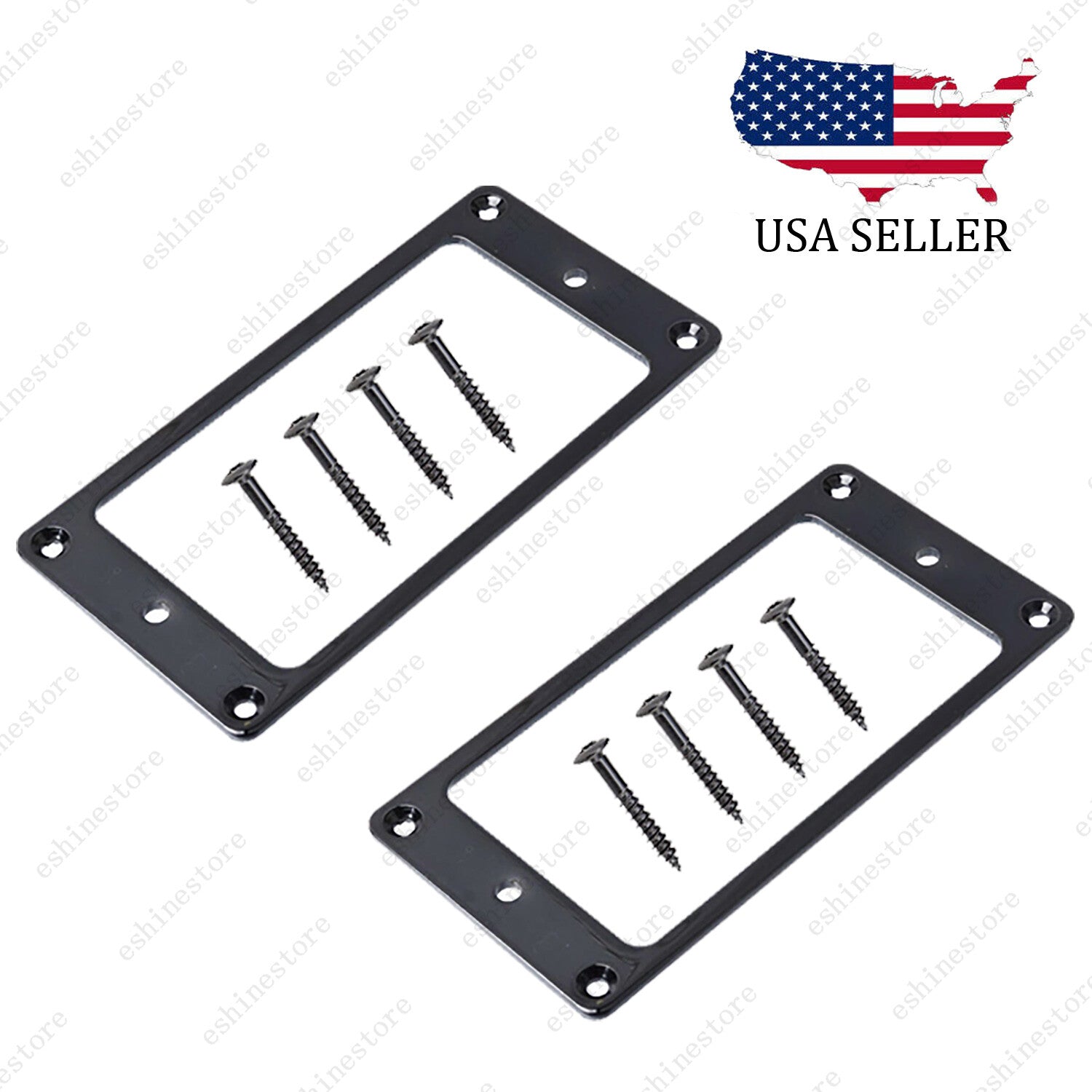 2x Black Metal Flat Bottom Humbucker Guitar Pickup Ring Pickup Frames For SG LP