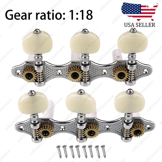 3Left + 3Right Guitar Tuner Machine 1:18 Ratio for Classical Guitar - Chrome