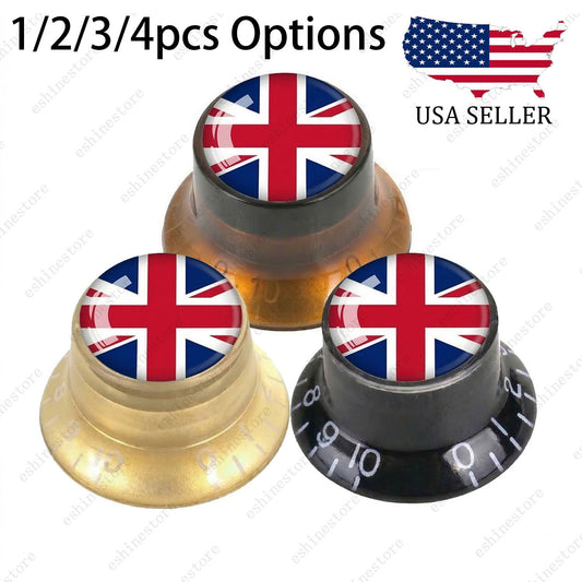 Guitar Reflector Knobs w/ British Flag Design Cap Top Hat Knobs for Les Paul SG