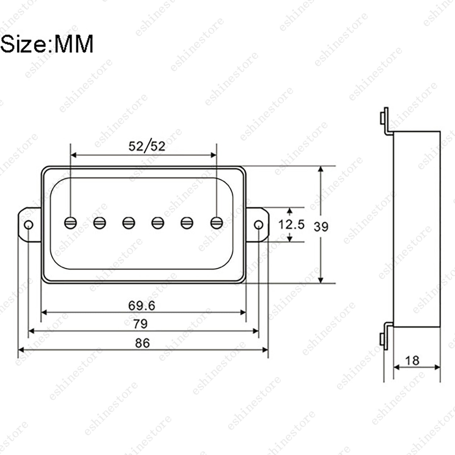 P94 Style Humbucker sized P90 Neck / Bridge Single Coil Pickup Ceramic 2 Colors