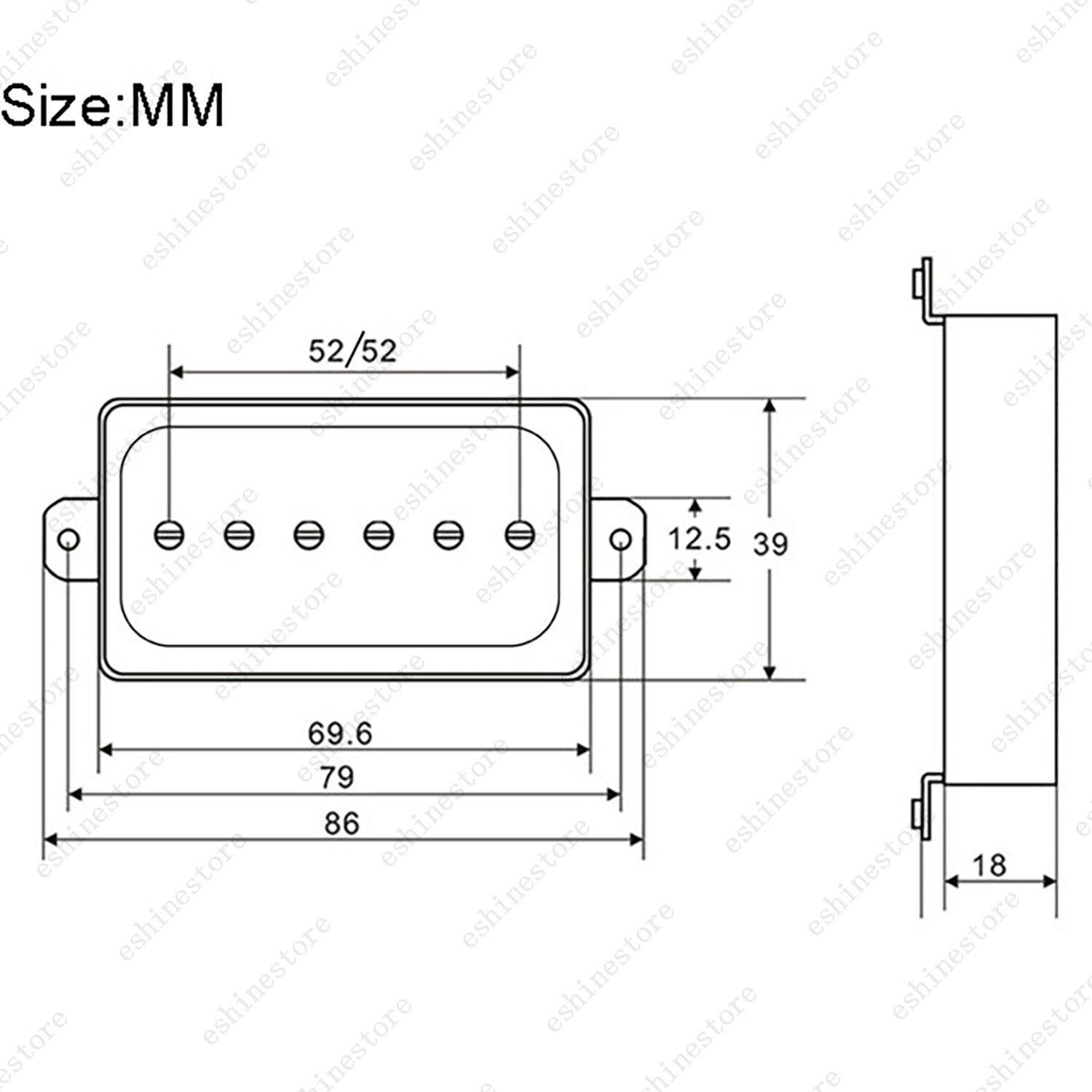 P94 Style Humbucker sized P90 Neck / Bridge Single Coil Pickup Ceramic 2 Colors