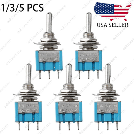 1/3/5 SPDT Blue 3-Way 3 Pin ON OFF ON Guitar Mini Toggle Switch Car/Boat Switche