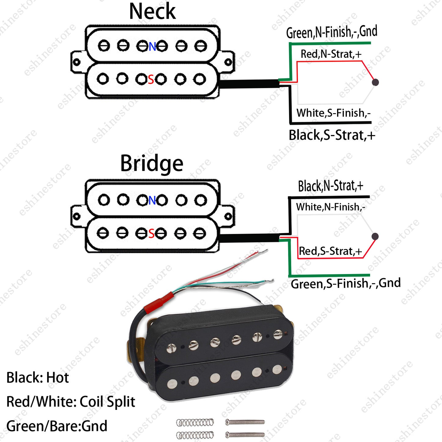 Guitar Passive Alnico 5 Magnet Neck / Bridge 50mm 52mm Humbucker Pickup